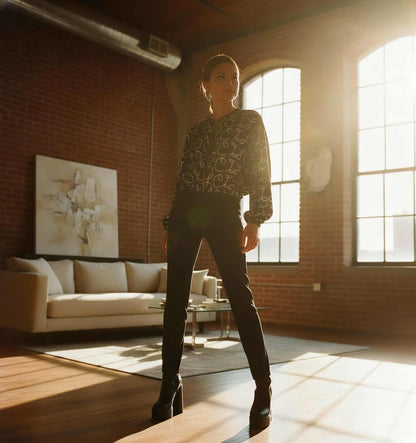 Women's Scripted Cropped Chiffon Jacket