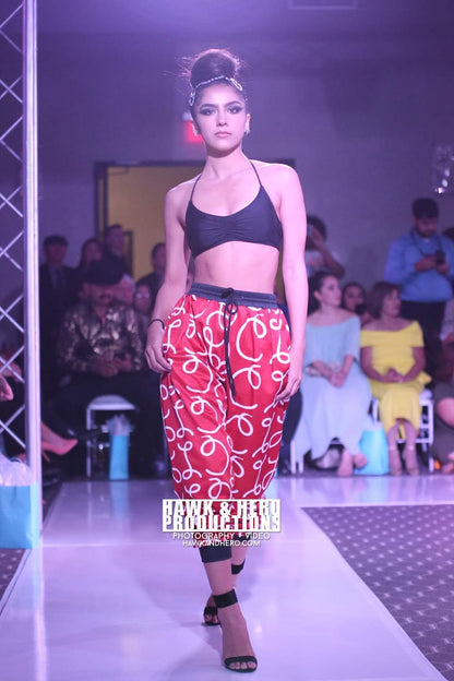 Red Scripted Unisex Joggers