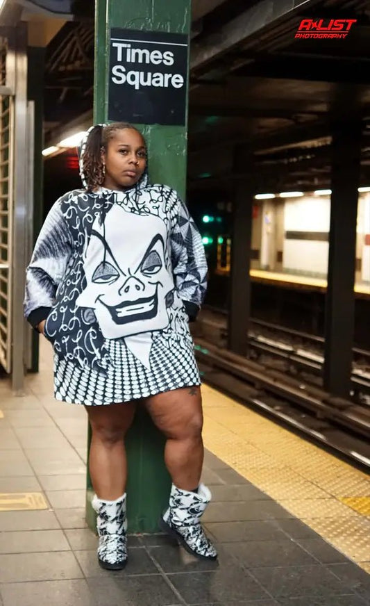 Kruella Face Mini Hoodie Dress